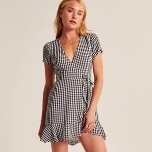 Abercrombie Black and White Gingham Wrap Sundress Large Tall LT